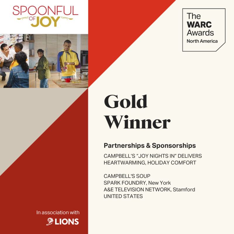 Campbell's “Joy Nights In” Campaign and Spark Foundry win Gold at WARC North America